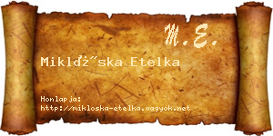 Miklóska Etelka névjegykártya